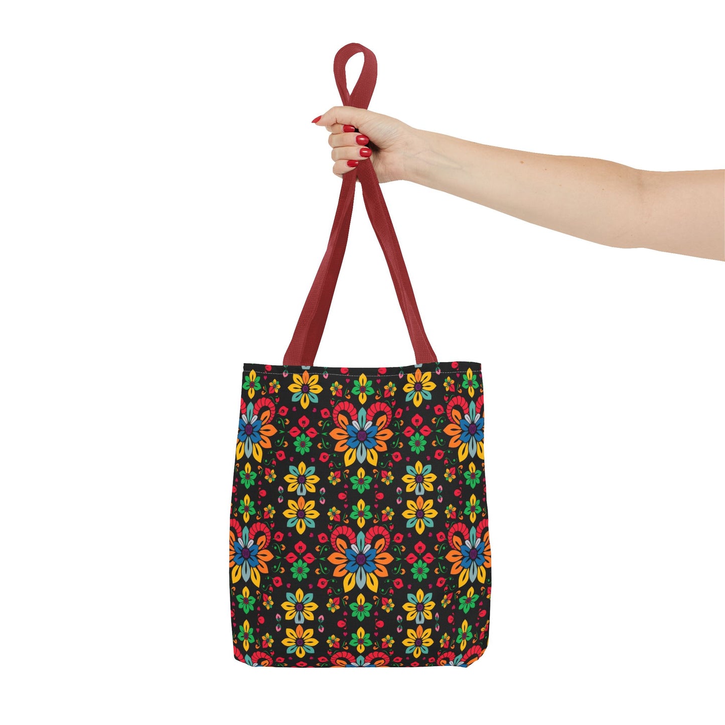 Tote Bag, (AOP), Aries, Zodiac v3, Flower Pattern