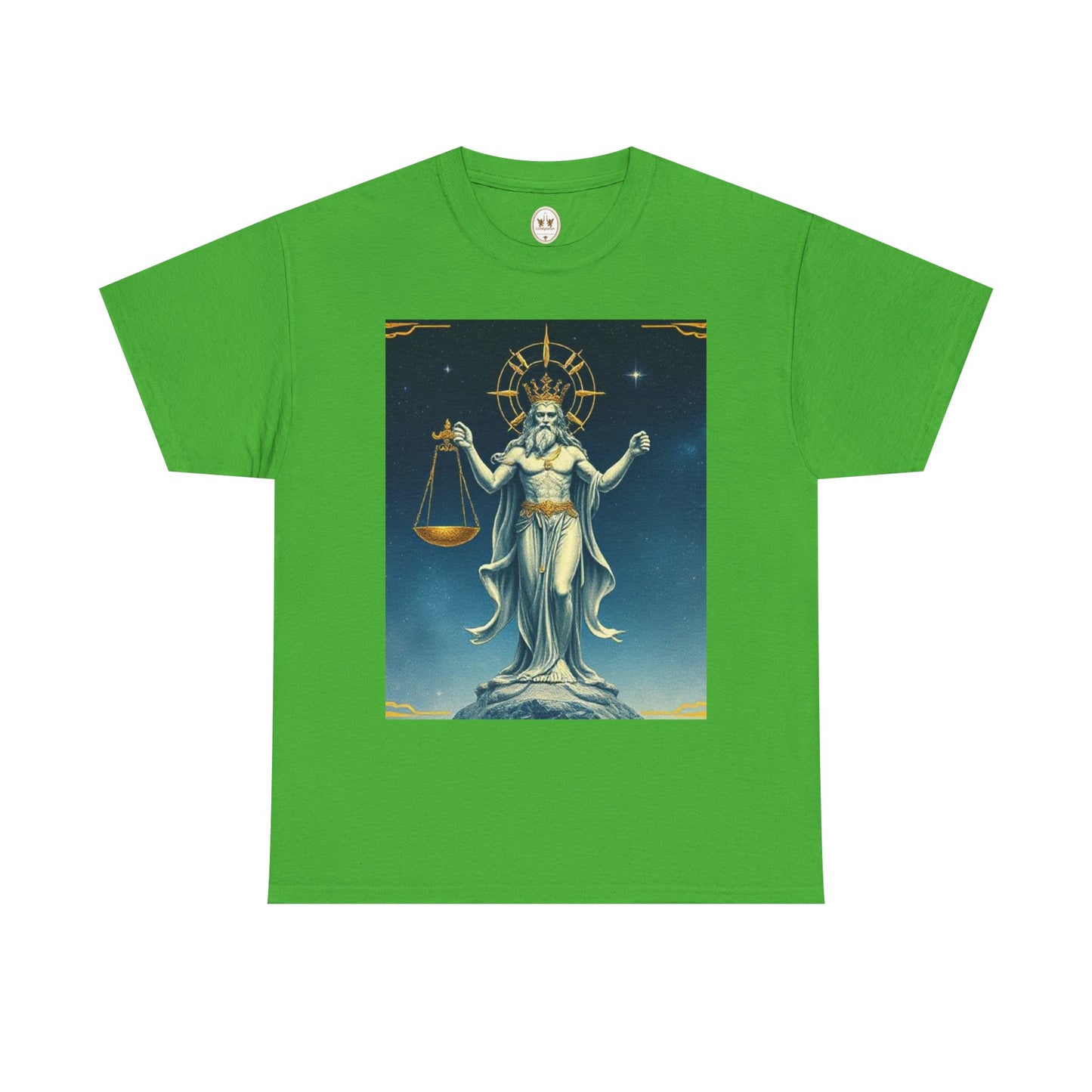 Unisex Heavy Cotton T-Shirt, Space, Libra God, Zodiac Design