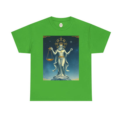Unisex Heavy Cotton T-Shirt, Space, Libra God, Zodiac Design