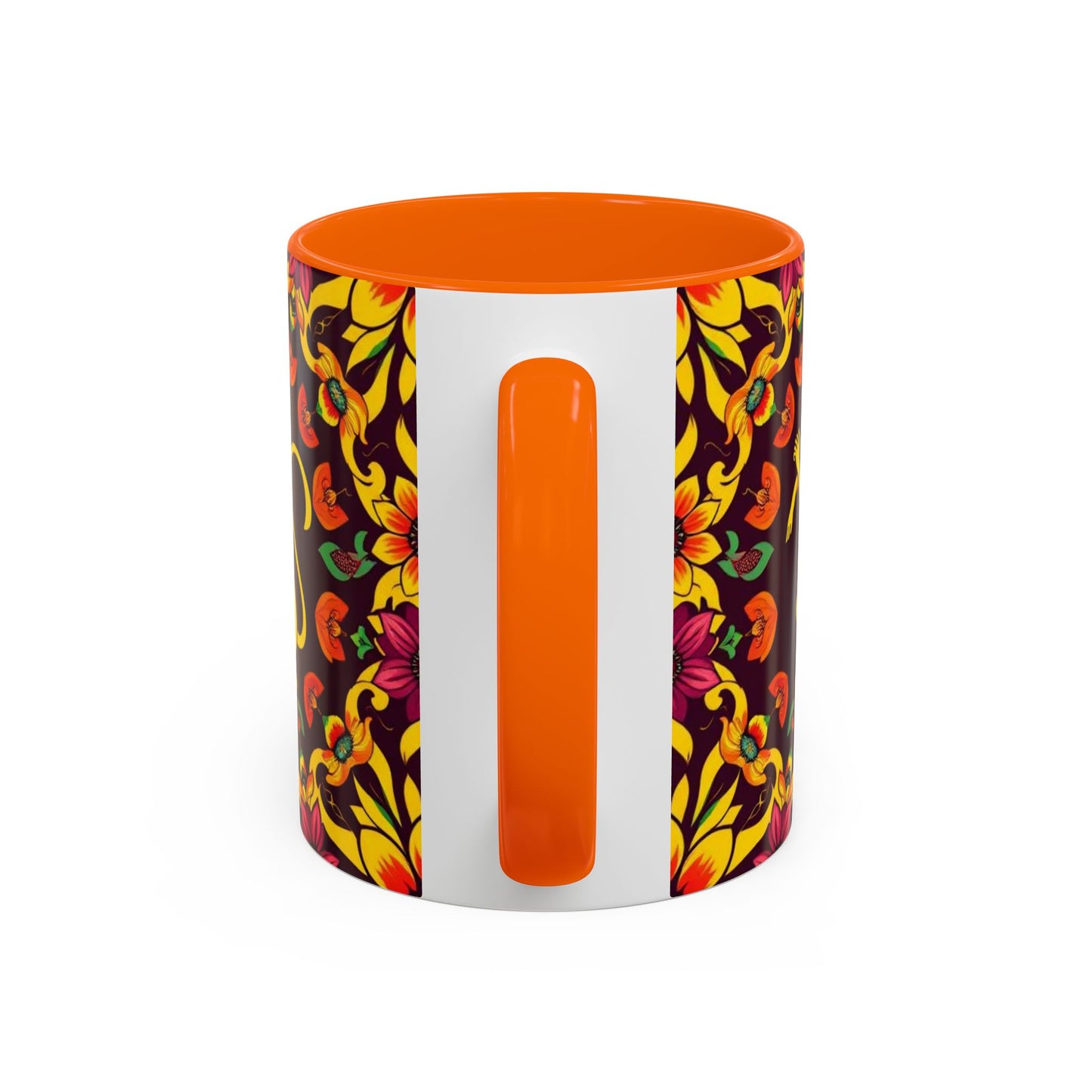 Accent Coffee Mug, Virgo, Zodiac v1. Flower Pattern, (11, 15oz)