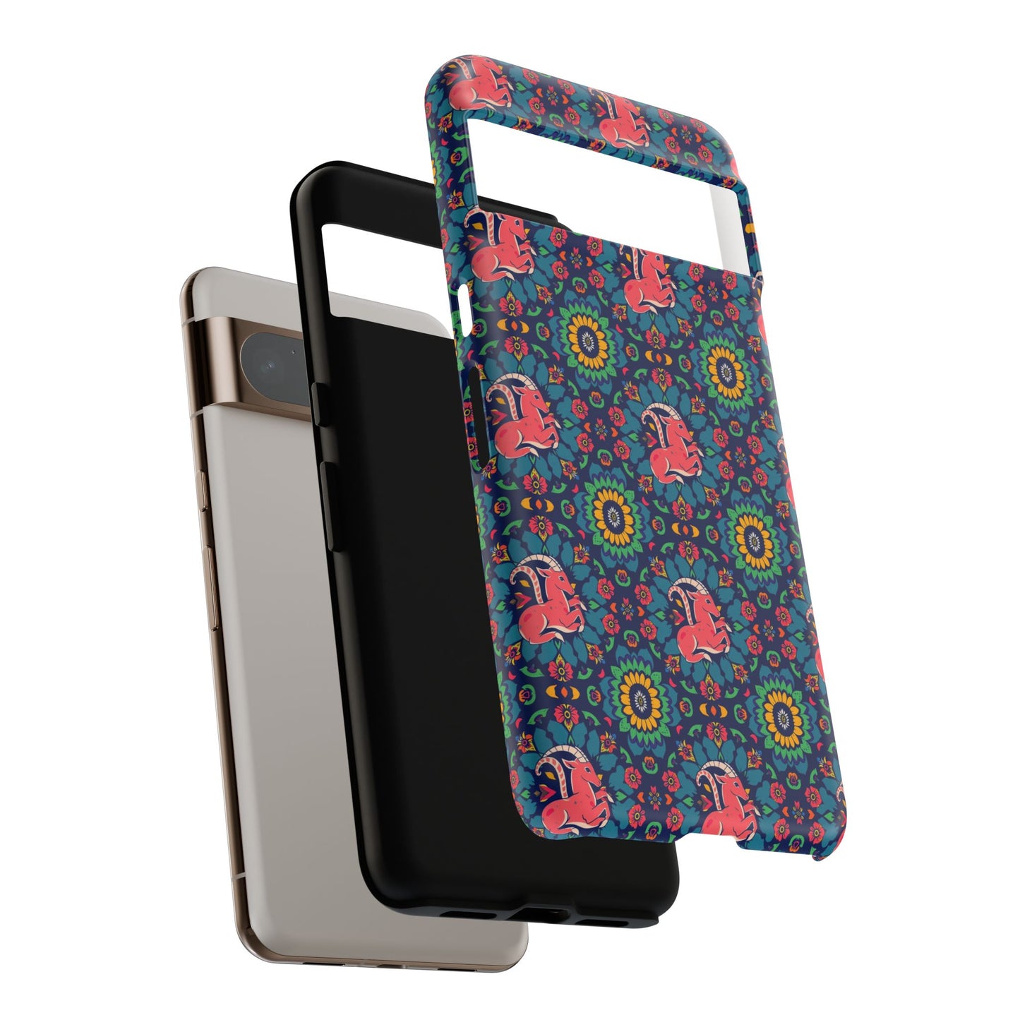 Tough Cases, Capricorn, Zodiac v1, Flower Pattern