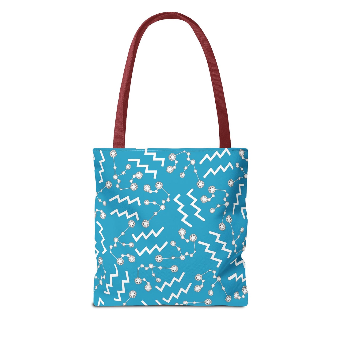 Tote Bag, Aquarius Zodiac Sign, AOP, (Turquoise, White)