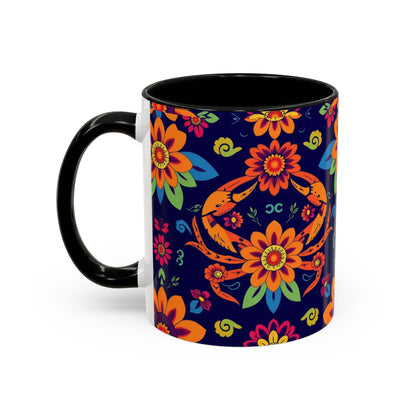 Accent Coffee Mug, Cancer, Zodiac, Flower Pattern, (11, 15oz)