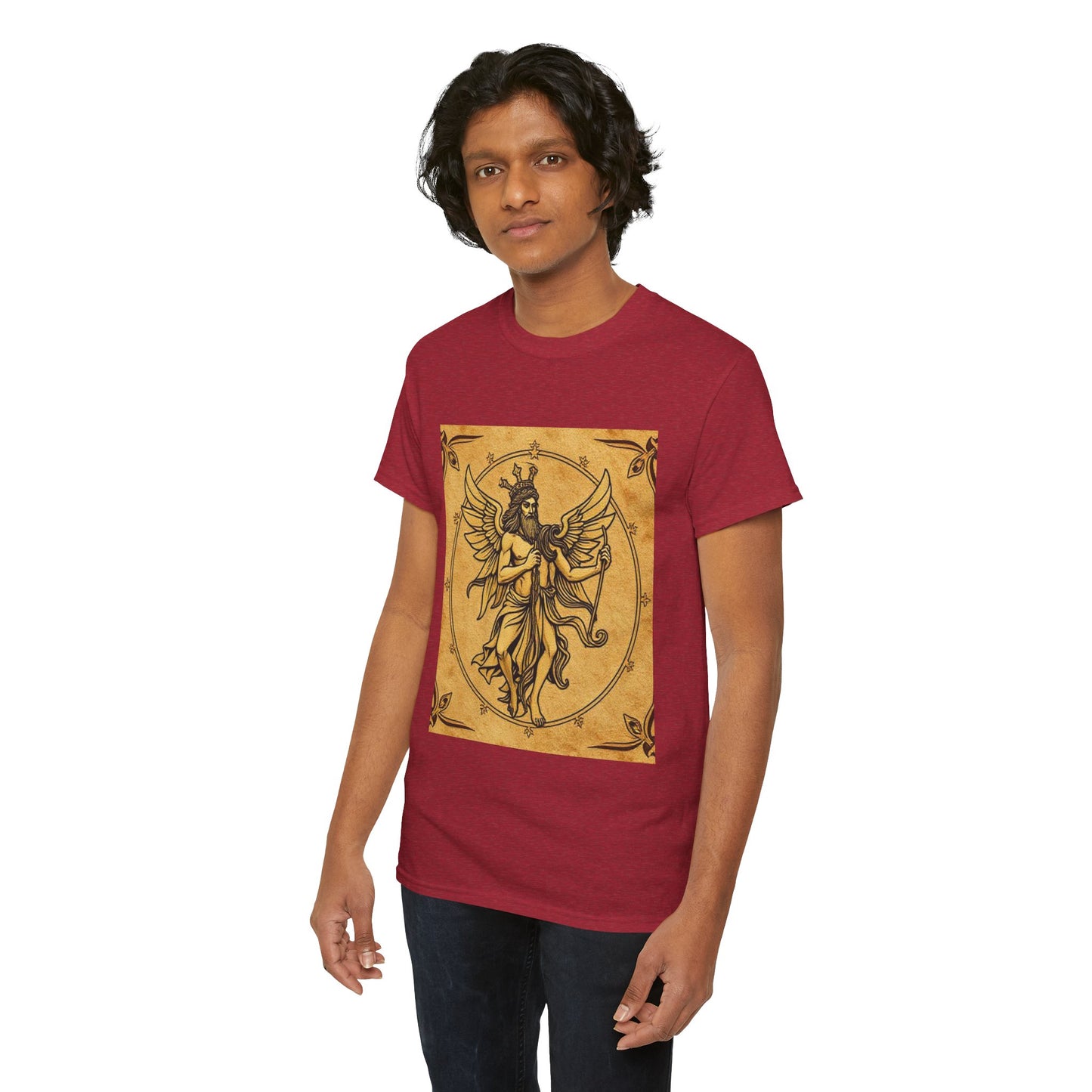 Unisex Heavy Cotton T-Shirt, Pencil Art v1, Gemini Zodiac Design