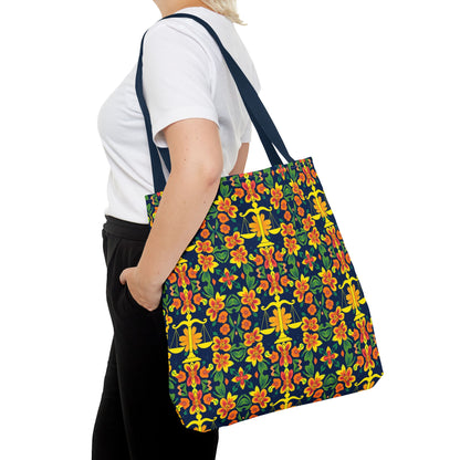 Tote Bag, (AOP), Libra, Zodiac v3, Flower Pattern