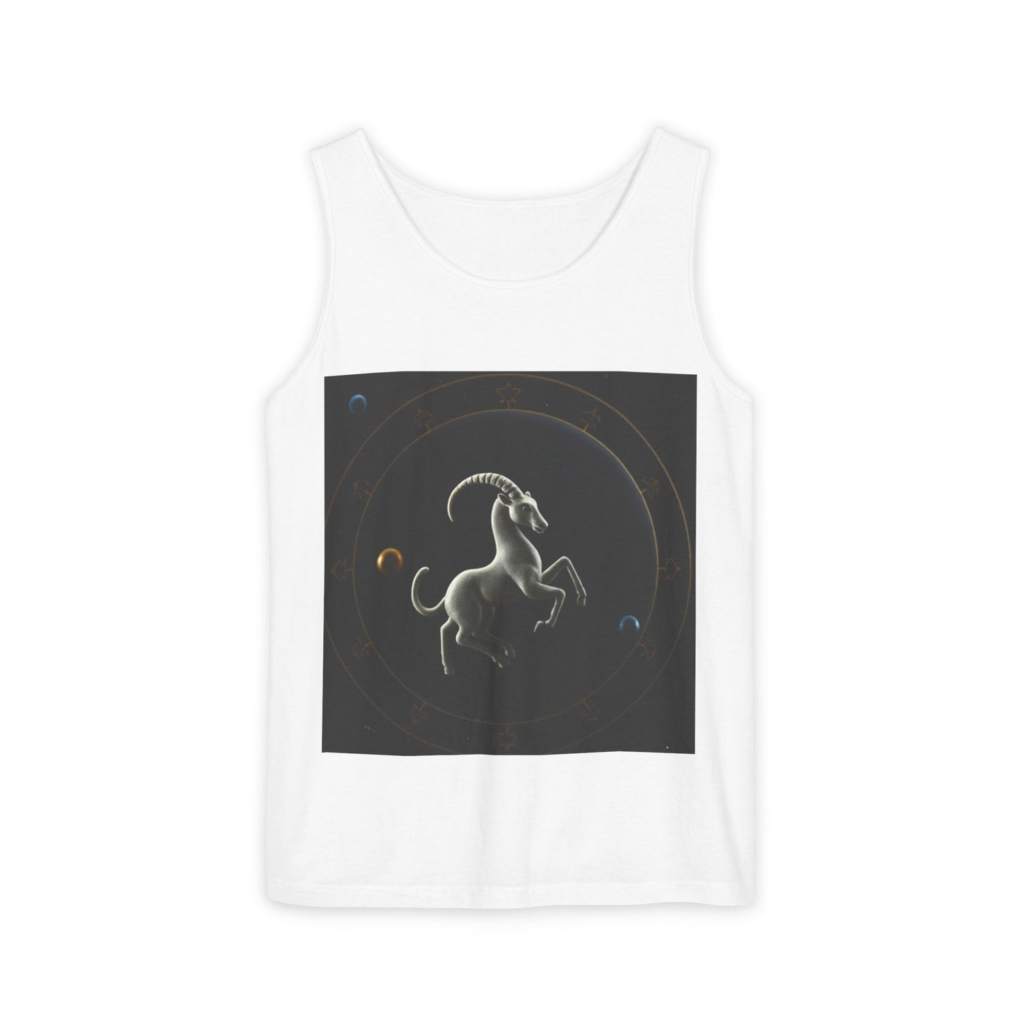 Unisex Garment-Dyed, Tank Top, Capricorn Design, Space Animal v1, 100% US cotton