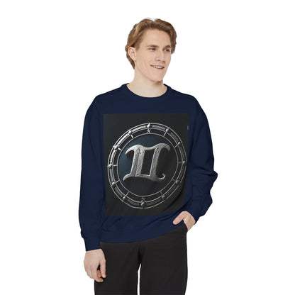 Garment-Dyed Sweatshirt, Unisex, Space Symbol Design v1, Gemini