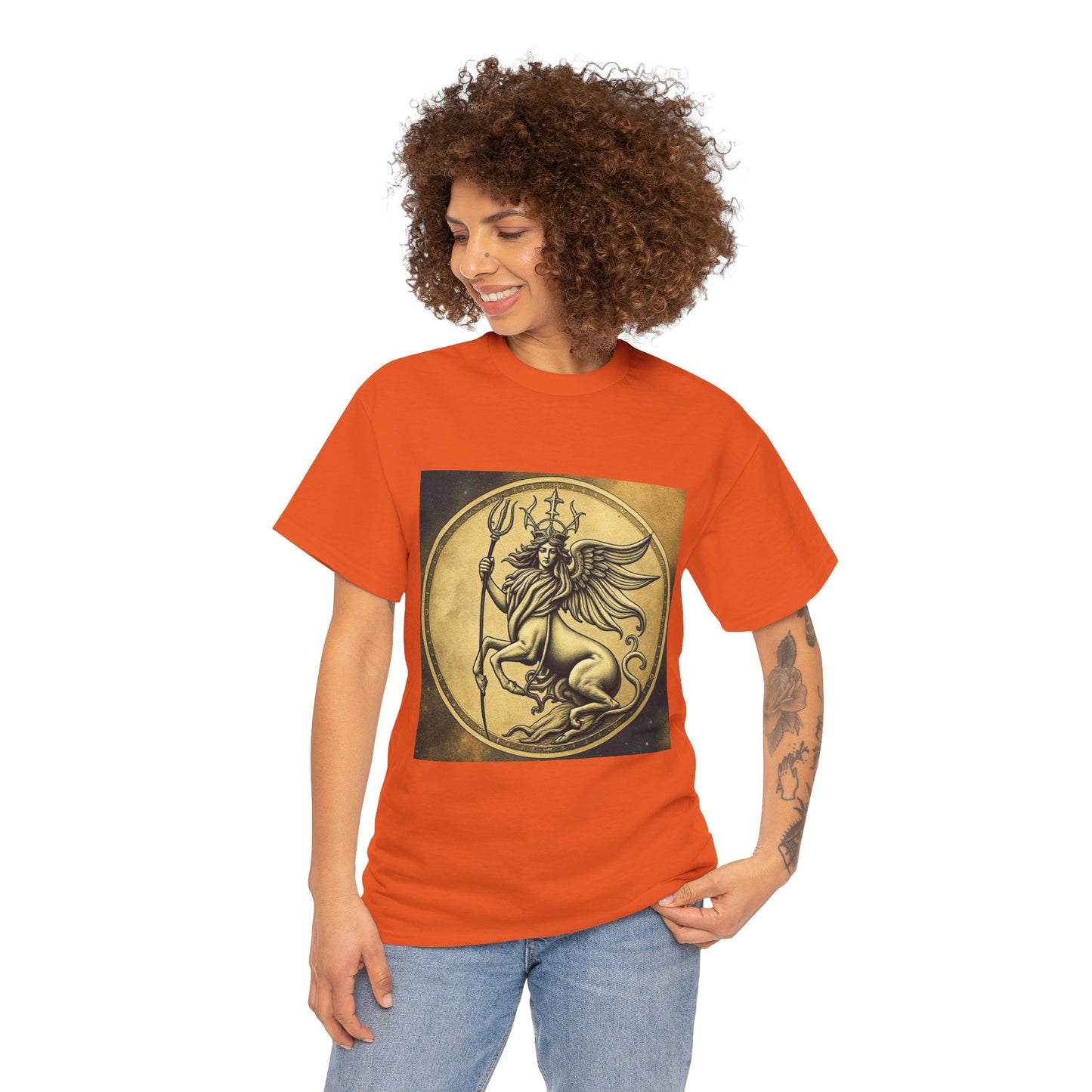 Unisex Heavy Cotton T-Shirt, Angel Animal, Virgo Zodiac Design