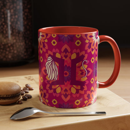 Accent Coffee Mug, Gemini, Zodiac v1, Flower Pattern, (11, 15oz)