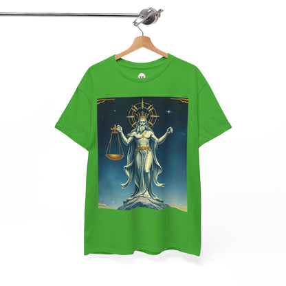 Unisex Heavy Cotton T-Shirt, Space, Libra God, Zodiac Design
