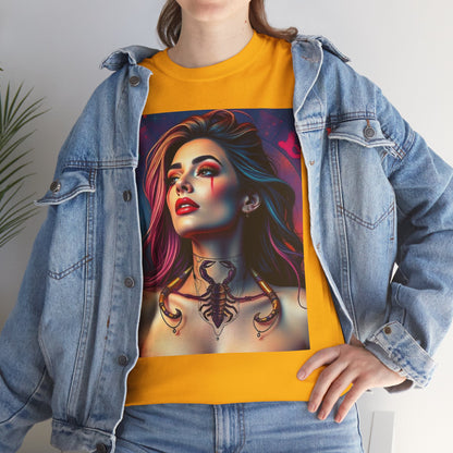 Unisex Heavy Cotton T-Shirt, Scorpio, Zodiac v1, Sexy Art