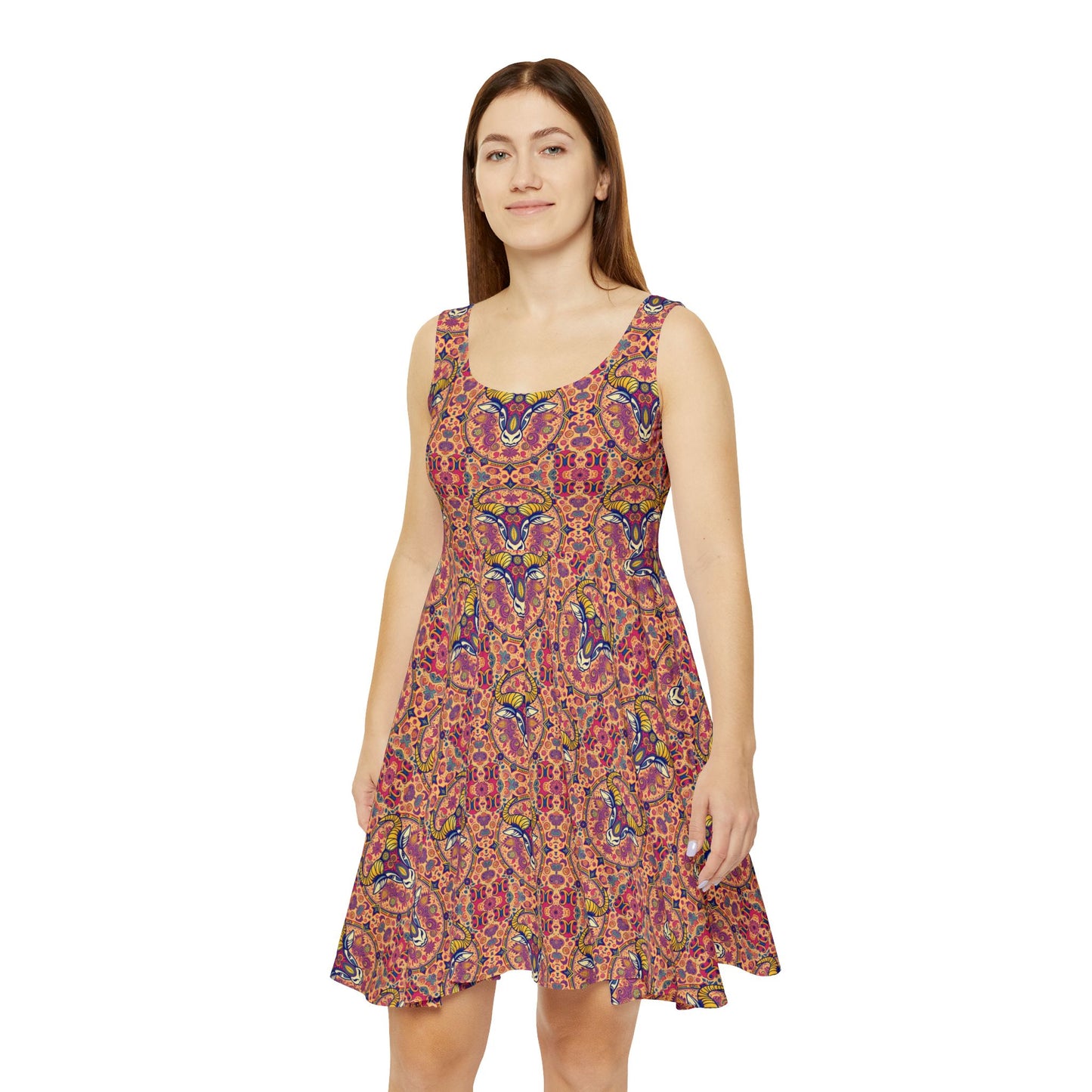 Women's Skater Dress, AOP, Zodiac, Taurus, Pattern