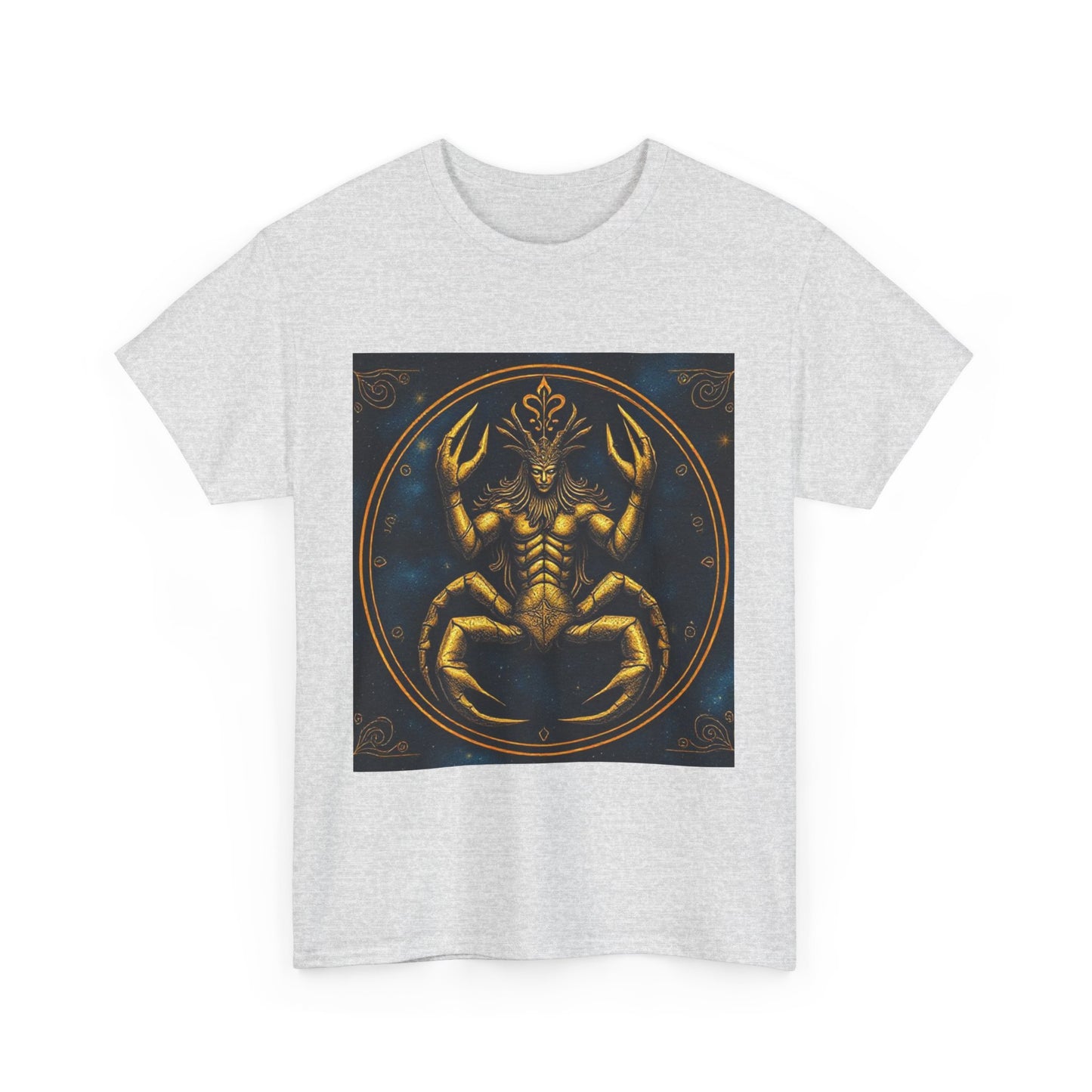 Unisex Heavy Cotton T-Shirt, Scorpion King 1v, Cancer Zodiac Design
