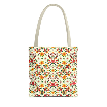 Tote Bag (AOP), Aries, Zodiac v2, Flower Pattern