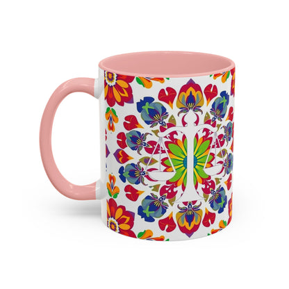 Accent Coffee Mug, Libra, Zodiac v1, Flower Pattern, (11, 15oz)