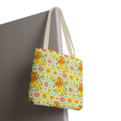 Tote Bag, (AOP), Leo, Zodiac v2, Flower Pattern