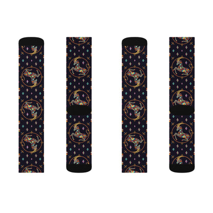 Sublimation Socks, Capricorn, Zodiac v4, Jewel Pattern