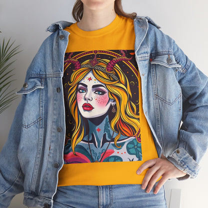 Unisex Heavy Cotton T-Shirt, Virgo, Zodiac v2, Sexy Art