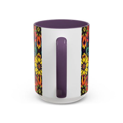 Accent Coffee Mug, Capricorn, Zodiac v4, Flower Pattern, (11, 15oz)