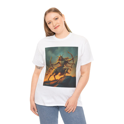 Unisex Heavy Cotton T-Shirt, Arrow Centaur, Sagittarius Zodiac Design