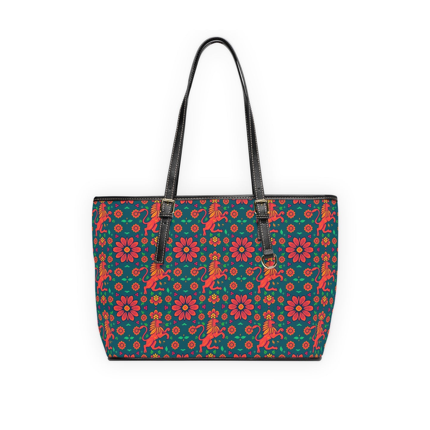 Leather Shoulder Bag, Leo, Zodiac v1, Flower Pattern