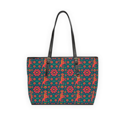 Leather Shoulder Bag, Leo, Zodiac v1, Flower Pattern