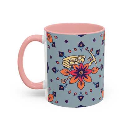 Accent Coffee Mug, Sagittarius, Zodiac v3. Flower Pattern, (11, 15oz)