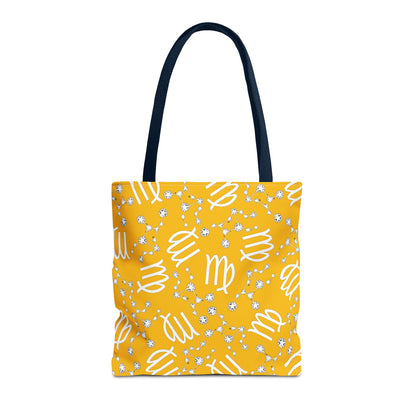Tote Bag, Virgo Zodiac Sign, AOP, (Yellow White)