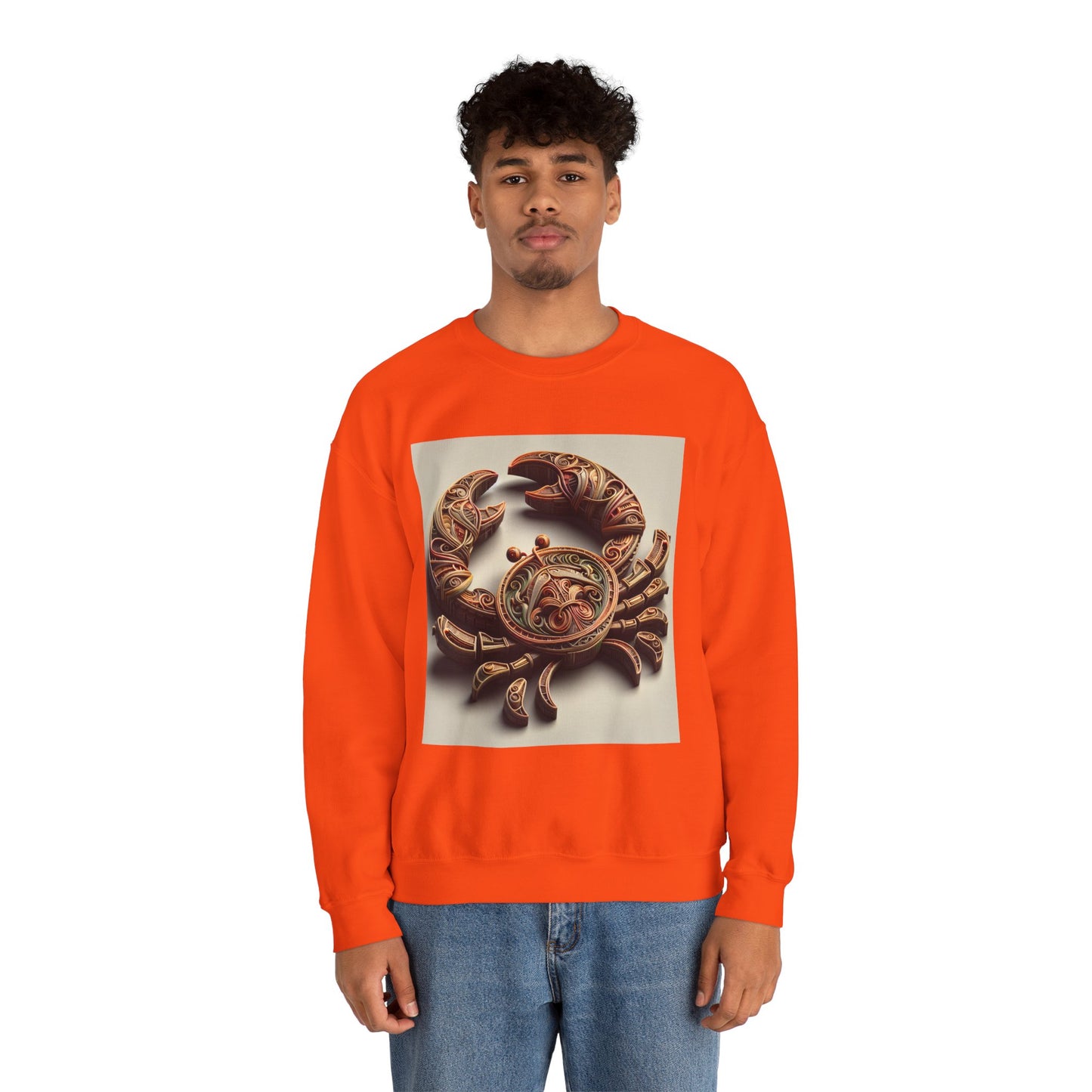 Unisex Heavy Blend™ Crewneck Sweatshirt, Crab Artifact, Cancer Zodiac Design