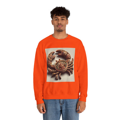 Unisex Heavy Blend™ Crewneck Sweatshirt, Crab Artifact, Cancer Zodiac Design