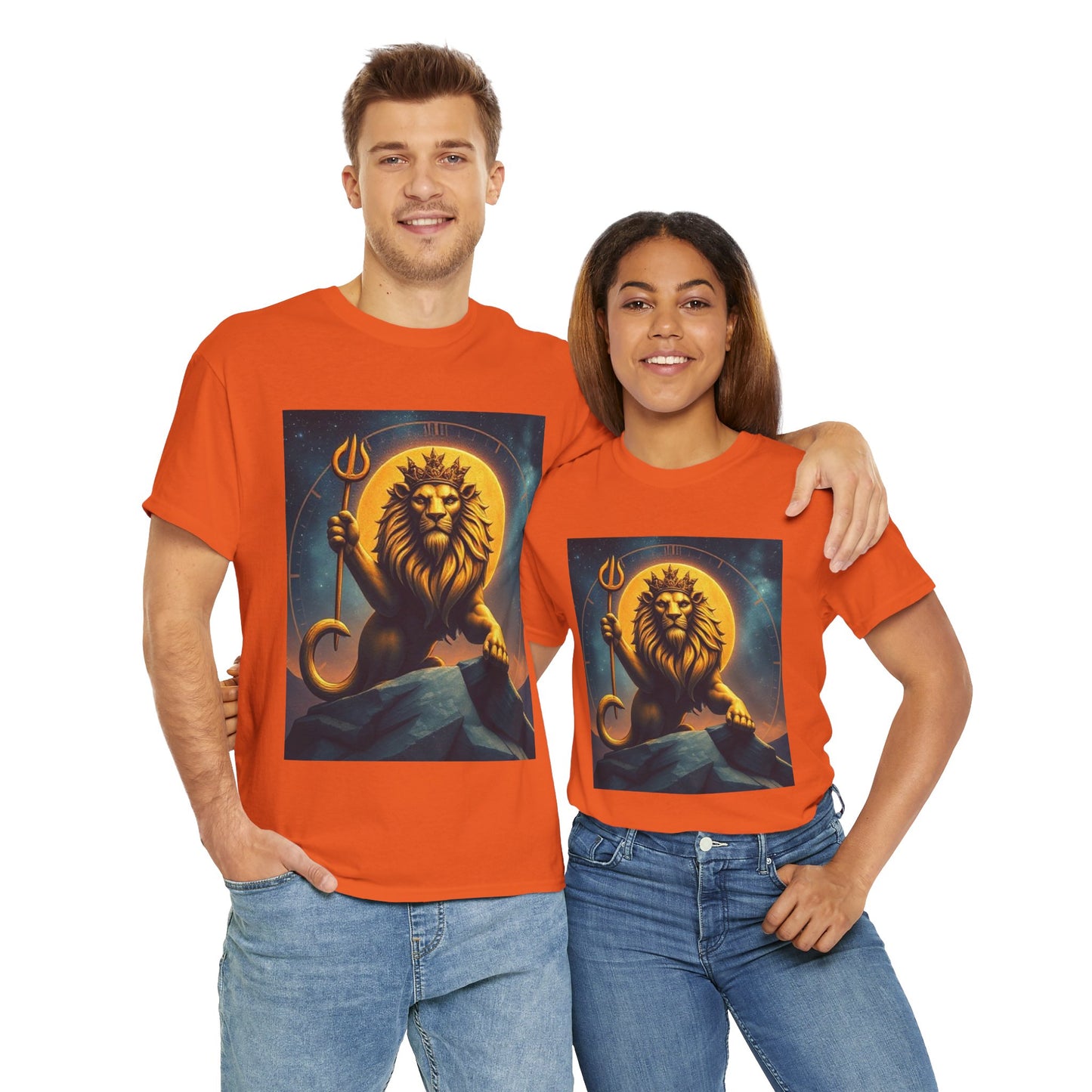 Unisex Heavy Cotton T-Shirt, King of Lions v2, Leo Zodiac Design