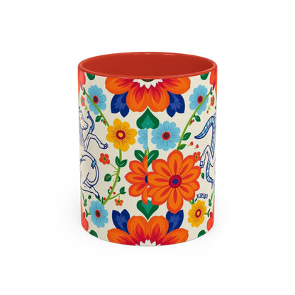 Accent Coffee Mug, Virgo, Zodiac v2. Flower Pattern, (11, 15oz)