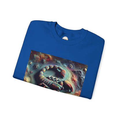 Unisex Heavy Blend™ Crewneck Sweatshirt, Trippy Mist Scorpion, Scorpio Zodiac Design