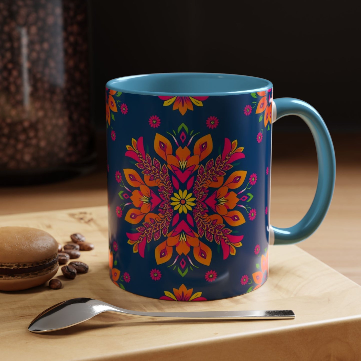 Accent Coffee Mug, Gemini, Zodiac v2, Flower Pattern, (11, 15oz)