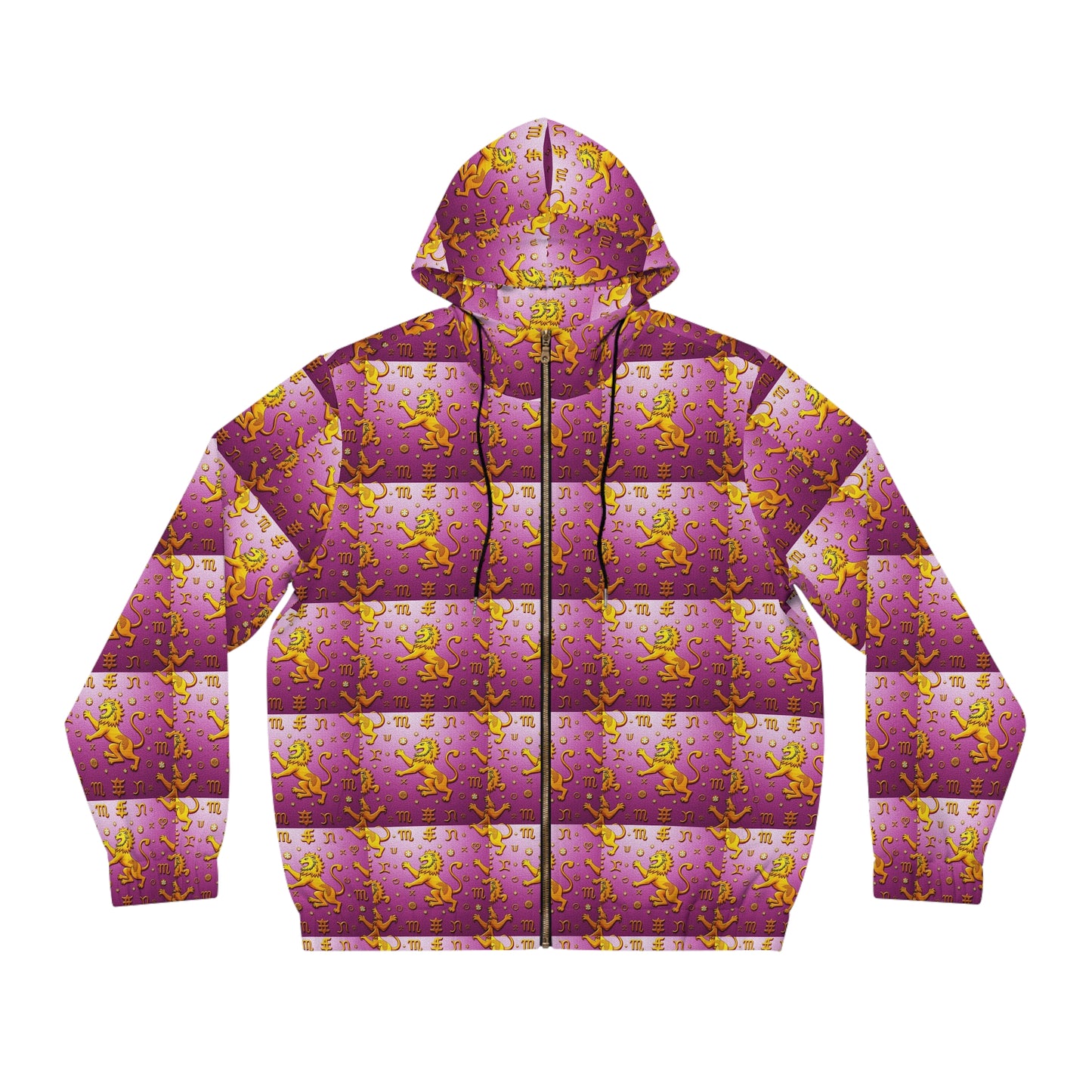 Full-Zip Hoodie (AOP), Leo, Zodiac v1, Pattern
