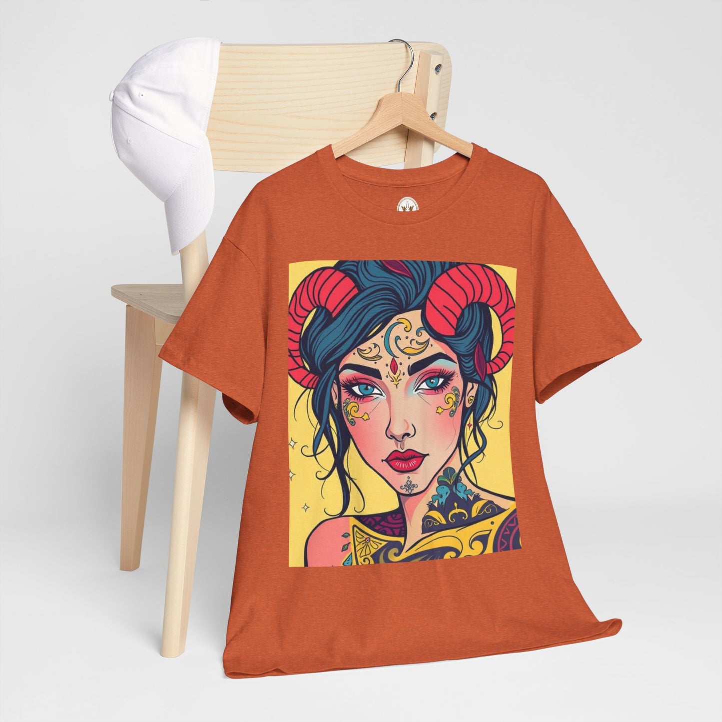 Unisex Heavy Cotton T-Shirt, Aries, Zodiac, Sexy Art