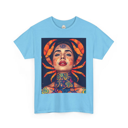 Unisex Heavy Cotton T-Shirt, Cancer, Zodiac v2, Sexy Art