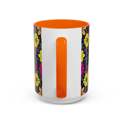Accent Coffee Mug, Scorpio, Zodiac v3. Flower Pattern, (11, 15oz)