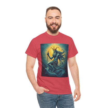 Unisex Heavy Cotton T-Shirt, Aquarius God 1, Zodiac Design