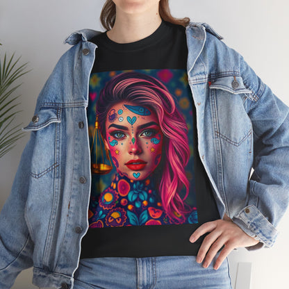 Unisex Heavy Cotton T-Shirt, Libra, Zodiac v2, Sexy Art