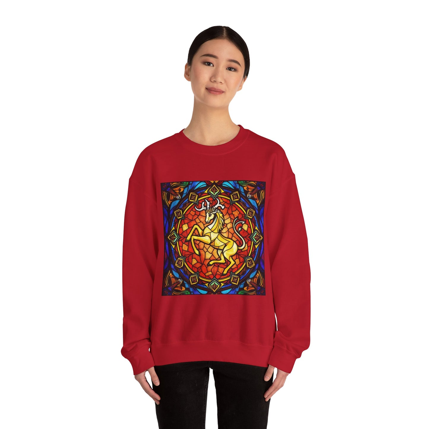 Unisex Heavy Blend™ Crewneck Sweatshirt, Glass 1, Capricorn Zodiac Design