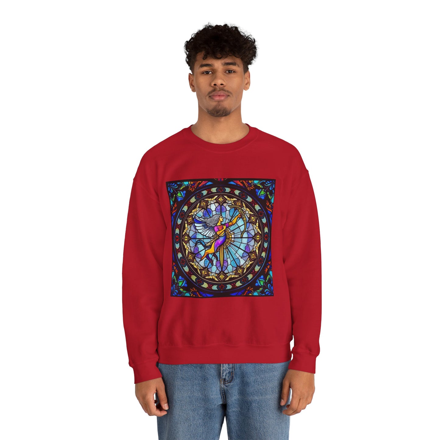 Unisex Heavy Blend™ Crewneck Sweatshirt, Glass, Sagittarius Zodiac Design
