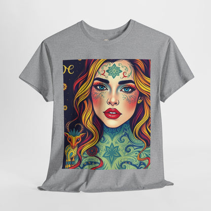Unisex Heavy Cotton T-Shirt, Aquarius, Zodiac v2, Sexy Art