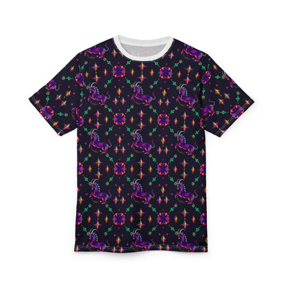 Unisex Cut & Sew T-Shirt, (AOP), Capricorn, Zodiac v1, Jewels Pattern