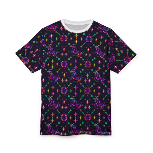 Unisex Cut & Sew T-Shirt, (AOP), Capricorn, Zodiac v1, Jewels Pattern