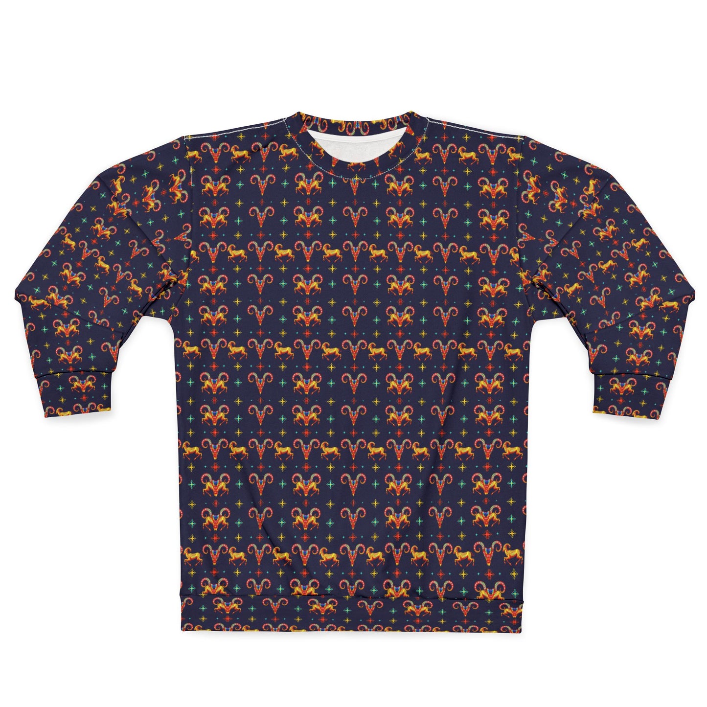 Unisex Sweatshirt (AOP), Aries, Zodiac, Jewel Pattern