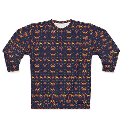 Unisex Sweatshirt (AOP), Aries, Zodiac, Jewel Pattern