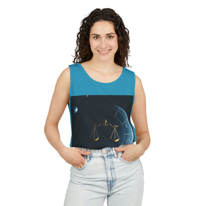 Unisex Garment-Dyed, Tank Top, Libra Design, Space Scale, 100% US cotton