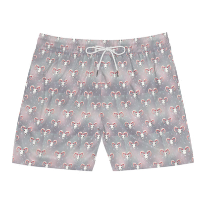 Men's Mid-Length Swim Shorts, (AOP), Aries, Zodiac v1, Bubble Pattern