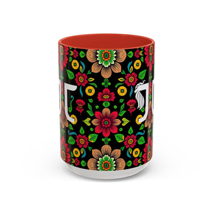 Accent Coffee Mug, Gemini, Zodiac v4, Flower Pattern, (11, 15oz)